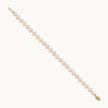 6- Pink Near Round Freshwater Cultured Pearl Bracelet, 7mm, 14K