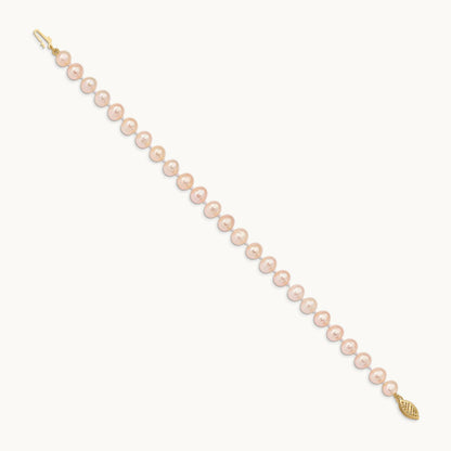 6- Pink Near Round Freshwater Cultured Pearl Bracelet, 7mm, 14K