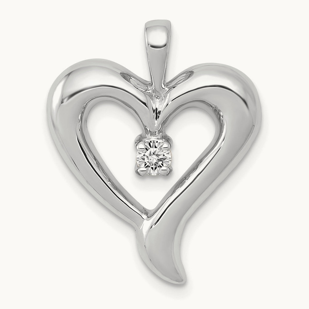 AA Diamond Heart Pendant, 14K White Gold