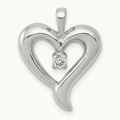 AA Diamond Heart Pendant, 14K White Gold