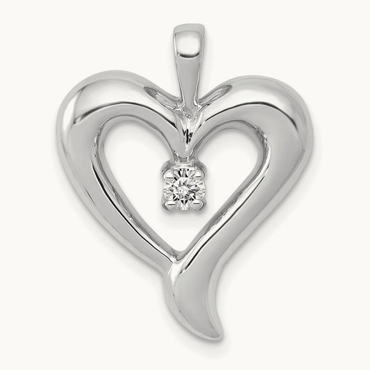 AA Diamond Heart Pendant, 14K White Gold