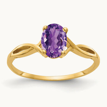 7x5mm Oval Amethyst ring, 14K