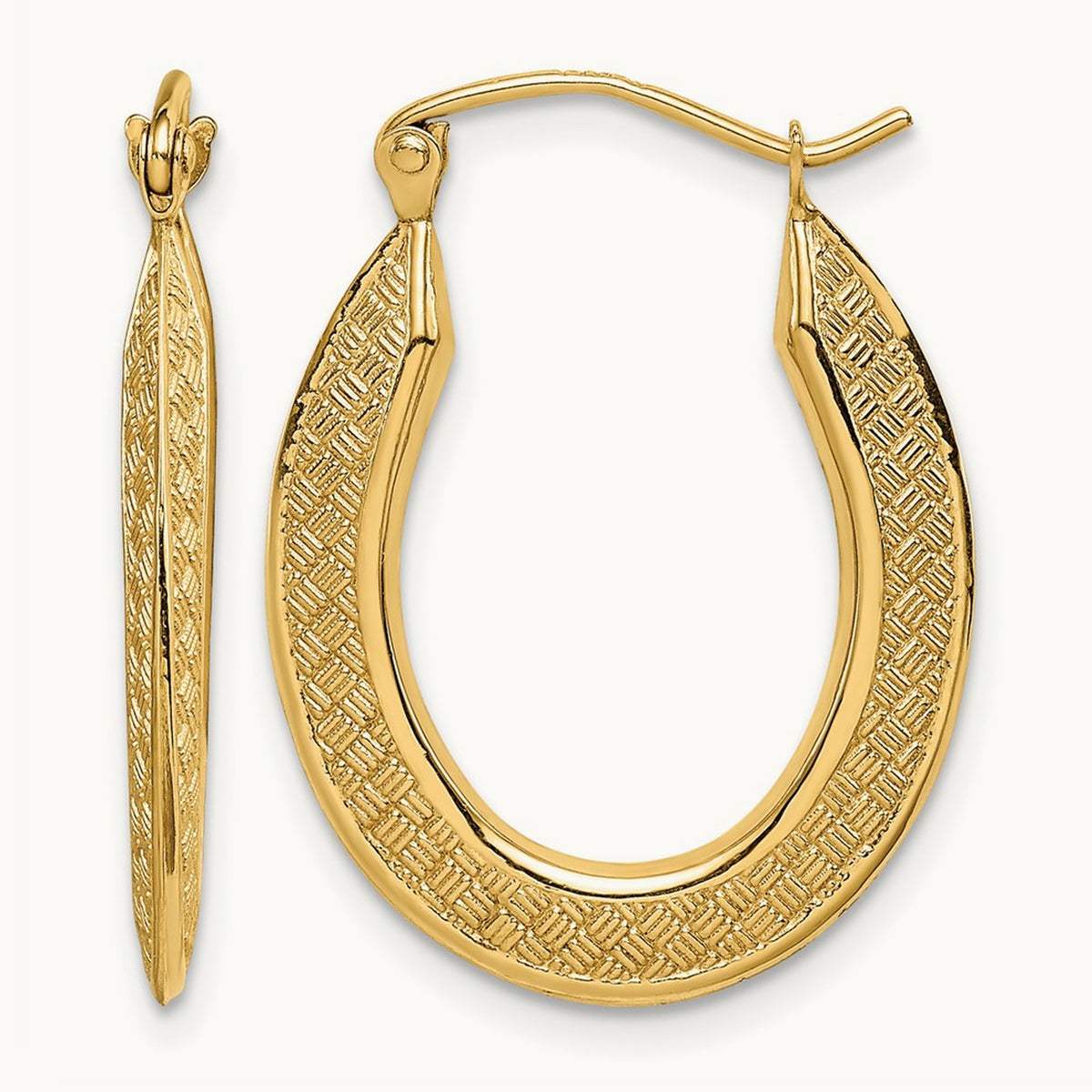 Textured Stamped Hoop Earrings, 14K