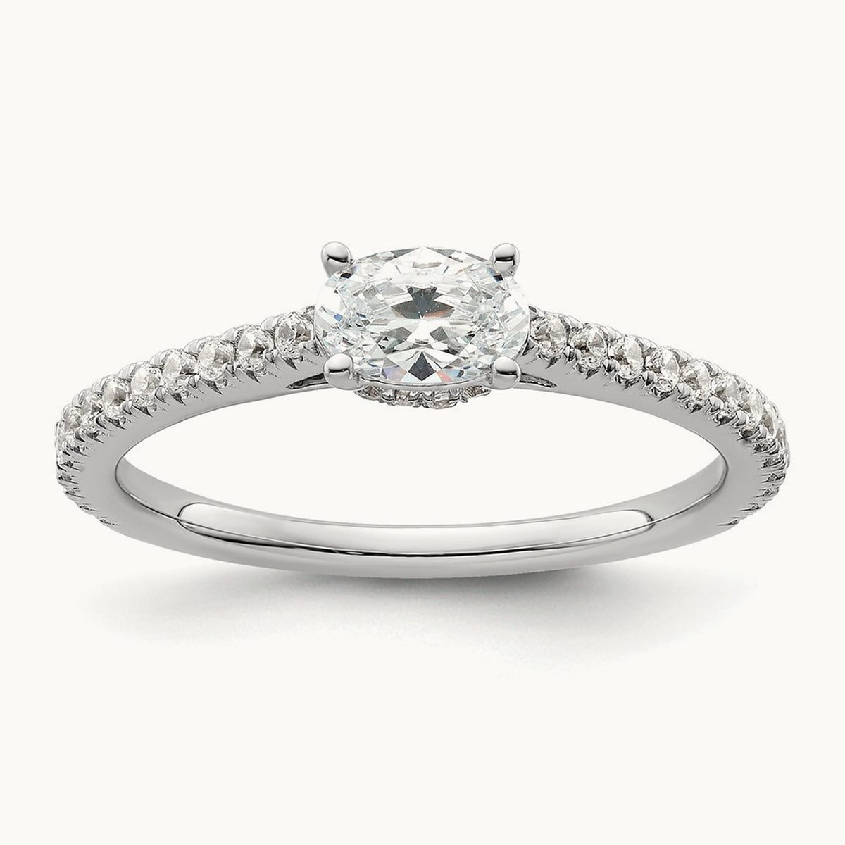 East-West Oval Engagement Ring, 0.75 ct tw Lab-Grown Diamond