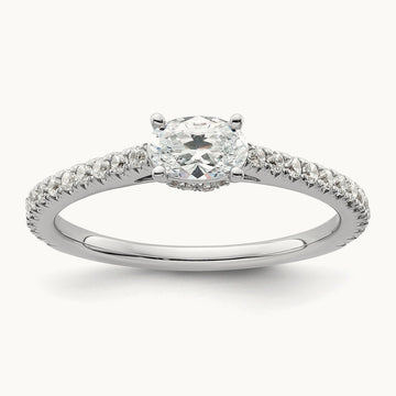 East-West Oval Engagement Ring, 0.75 ct tw Lab-Grown Diamond