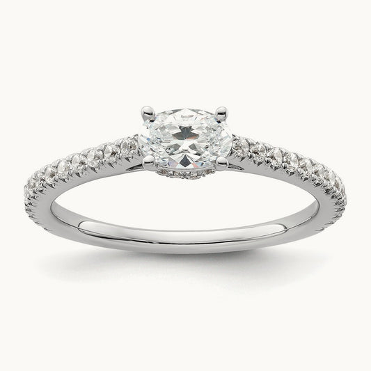 East-West Oval Engagement Ring, 0.75 ct tw Lab-Grown Diamond
