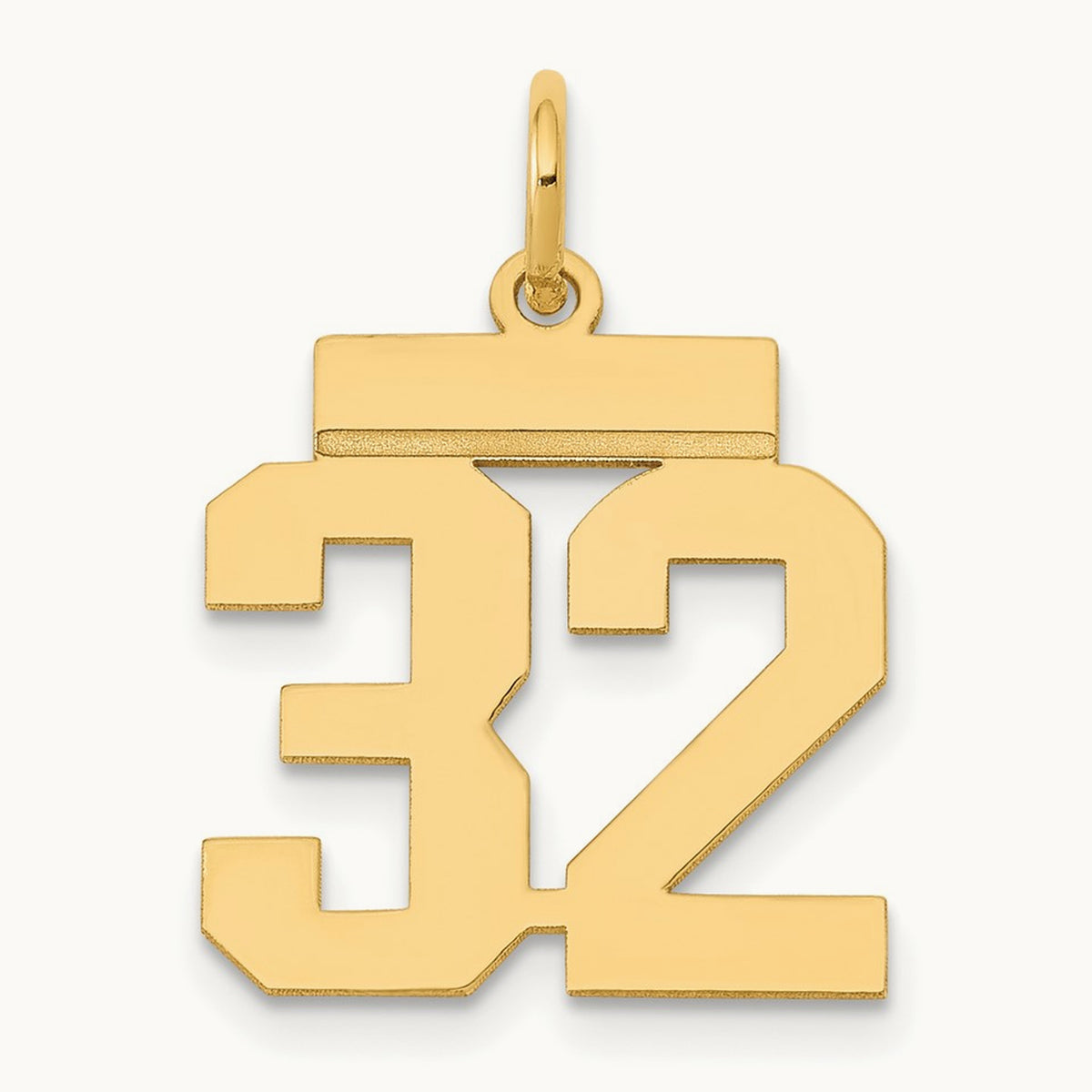 Small Polished Number 32 Charm, 14K