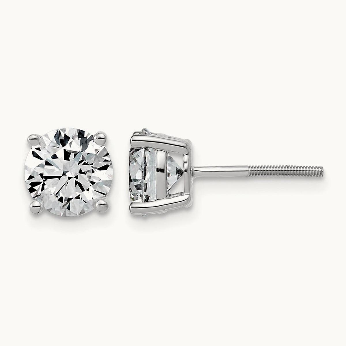 Lightweight Screwback Earrings, 0.25-4.00 ct tw Lab-Grown Diamond — 14K White Gold