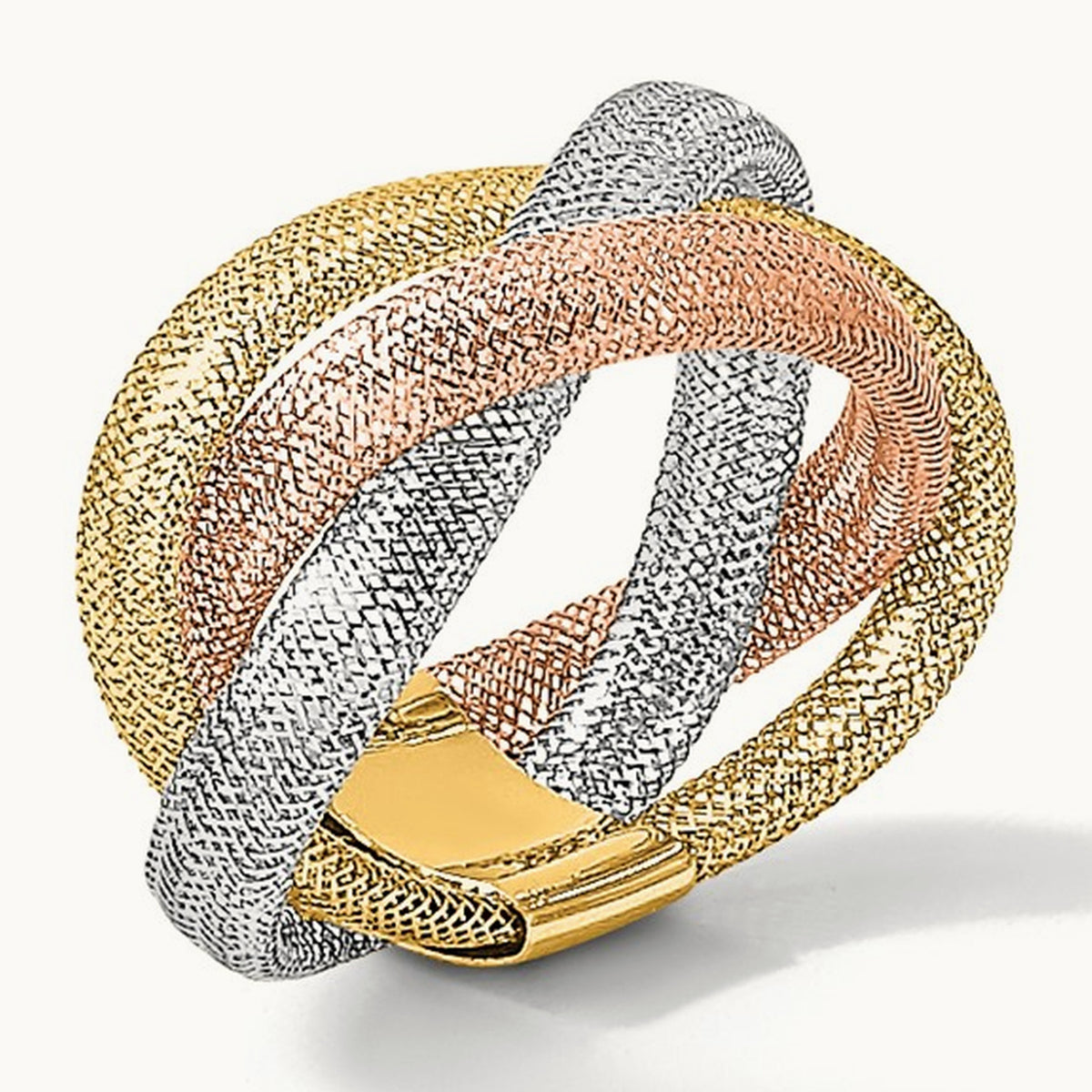 w/White and Rose Rhodium Flexible Ring, 14K — Leslie's
