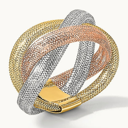 w/White and Rose Rhodium Flexible Ring, 14K — Leslie's