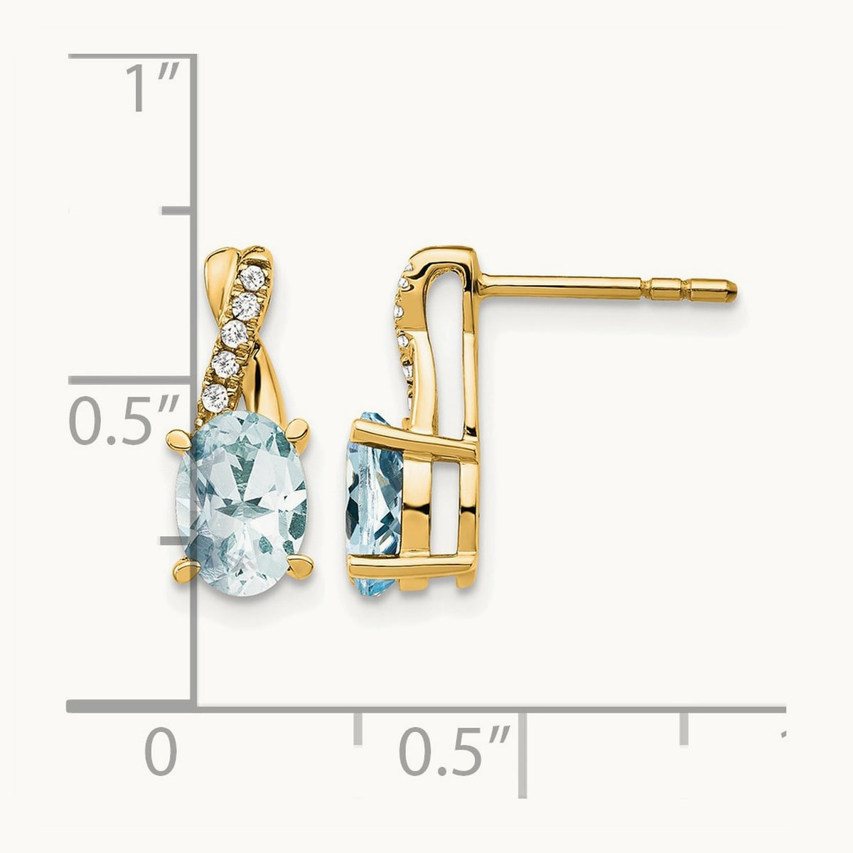 Aquamarine and Diamond Earrings — 13.6mm