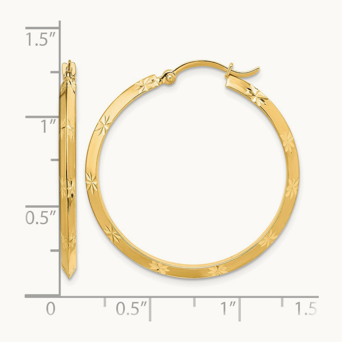 Polished Diamond-Cut Hoop Earrings — 33.75mm