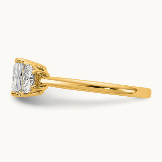 Princess & 1/2 Moon Engagement Ring, 1.25-4.00 ct tw Lab-Grown Diamond — 1 3/8 ct, 14K Yellow Gold
