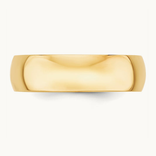 Lightweight Half Round Band, 6mm, 10K Yellow Gold