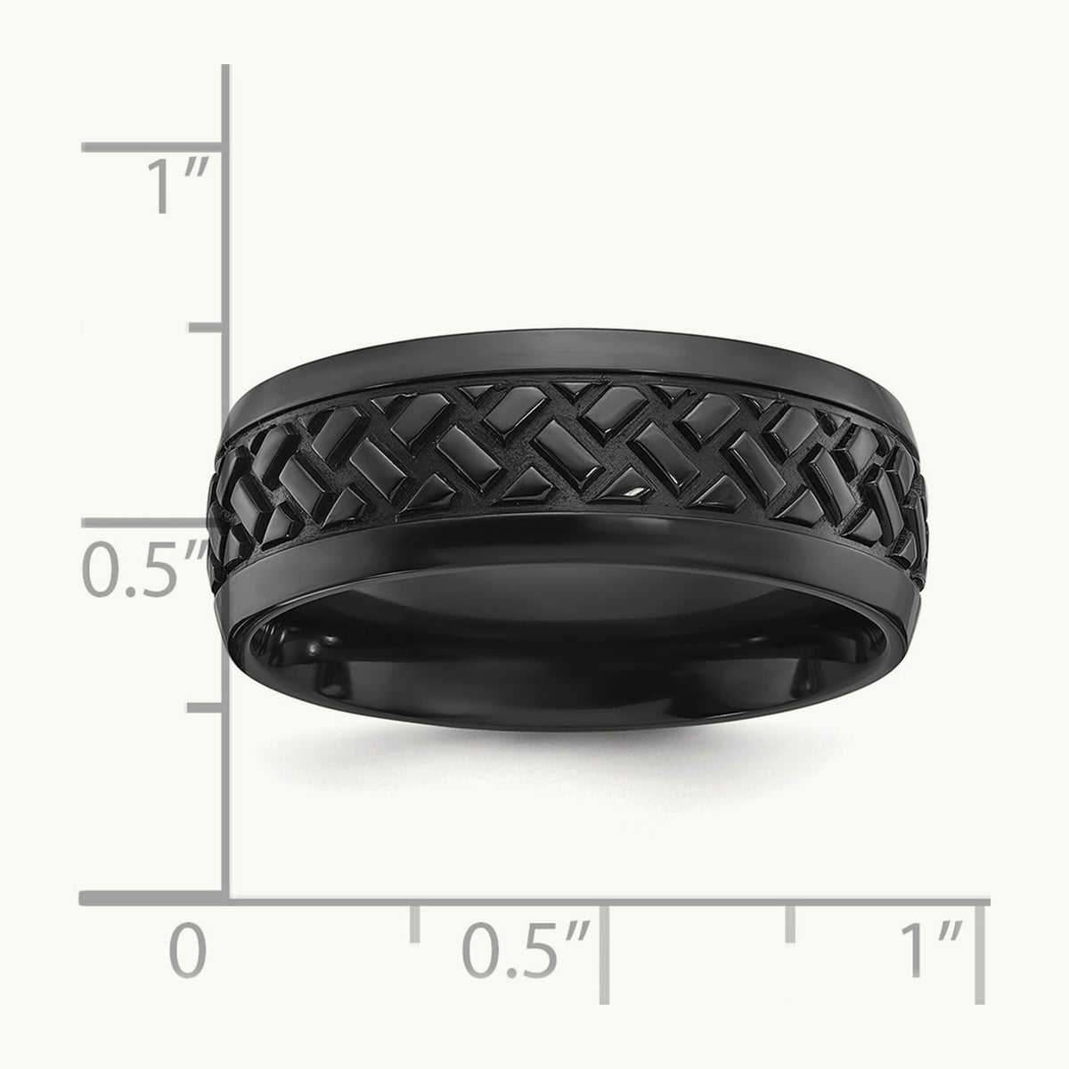 Black Zirconium Polished Grooved Band, 8mm