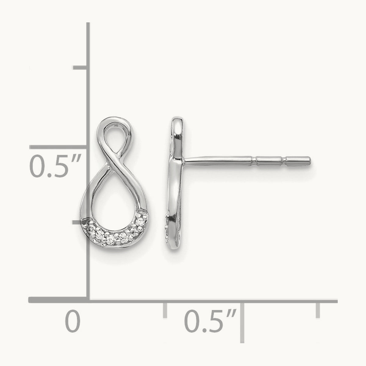 Diamond Twisted Post Earrings, 14K White Gold