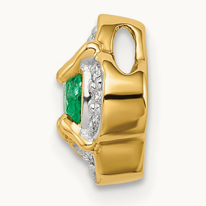 Diamond and .33 Emerald Fancy Chain Slide, 14K