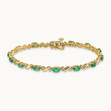Diamond and Emerald Bracelet — 14K Yellow Gold