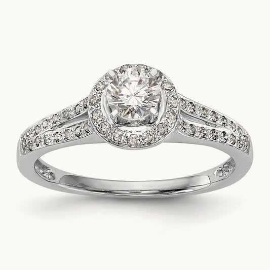 Round Semi-Mount Halo Engagement Ring, 0.20 ct tw
