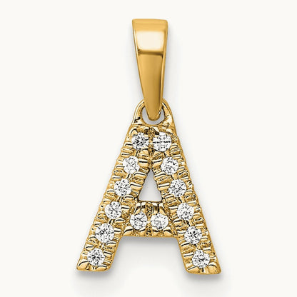 Diamond Initial with Bail Pendant — 14K Yellow Gold, A