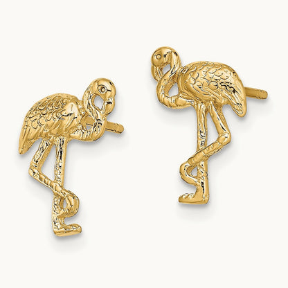 Flamingo Post Earrings, 14K