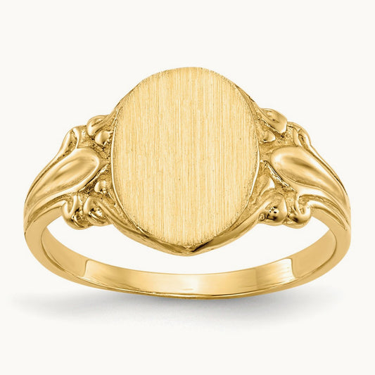 8.0x10. Closed Back Signet Ring, 0mm, 14K