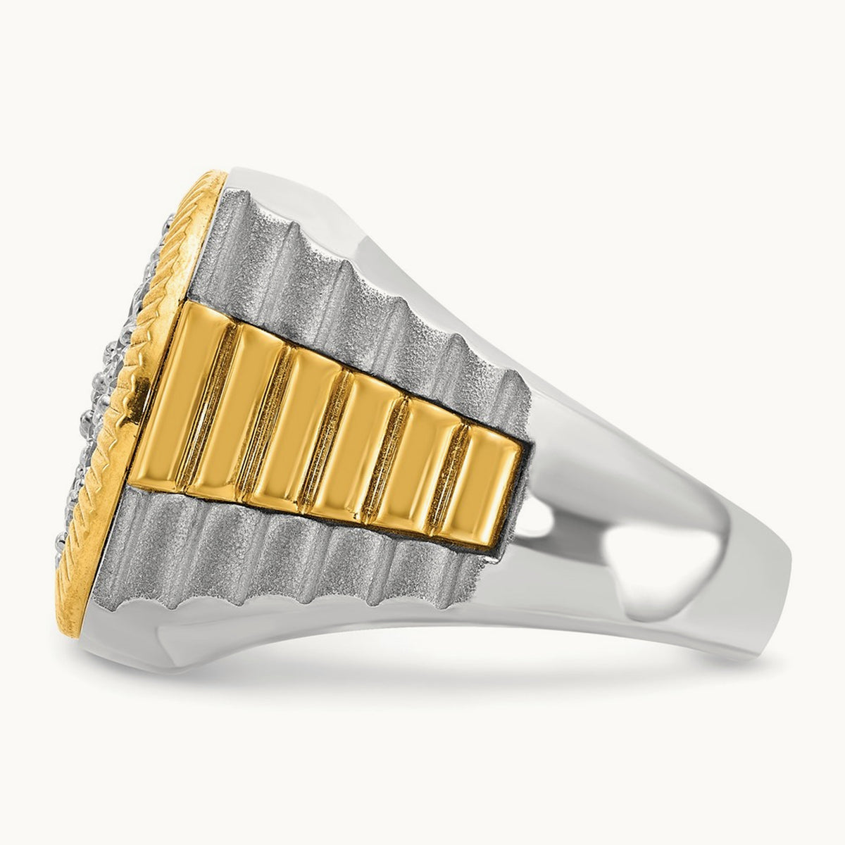 Ribbed Men's Cluster Ring, 2.00 ct tw Lab-Grown Diamond