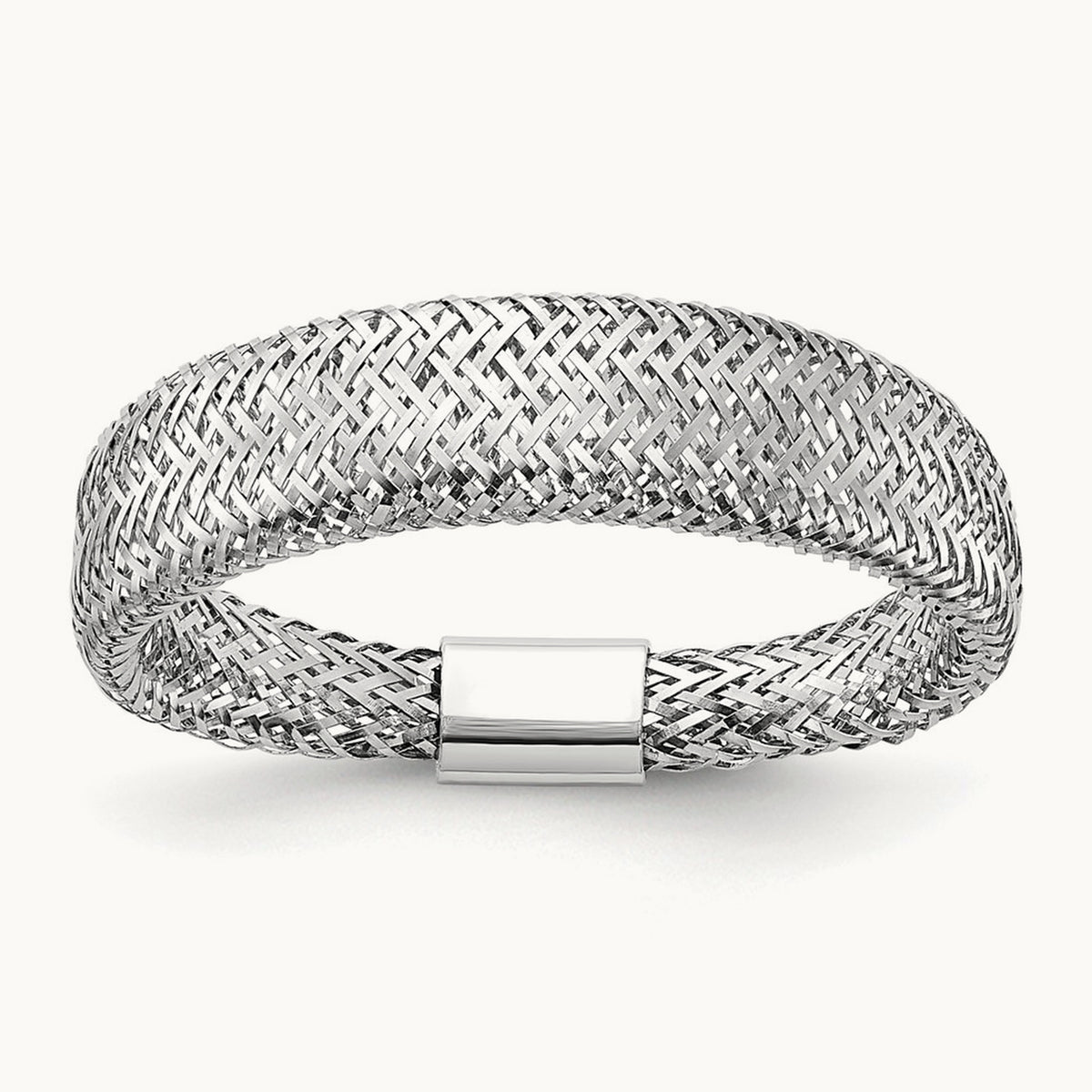 Mesh Tapered Stretch Ring — 14K Two-Tone Gold