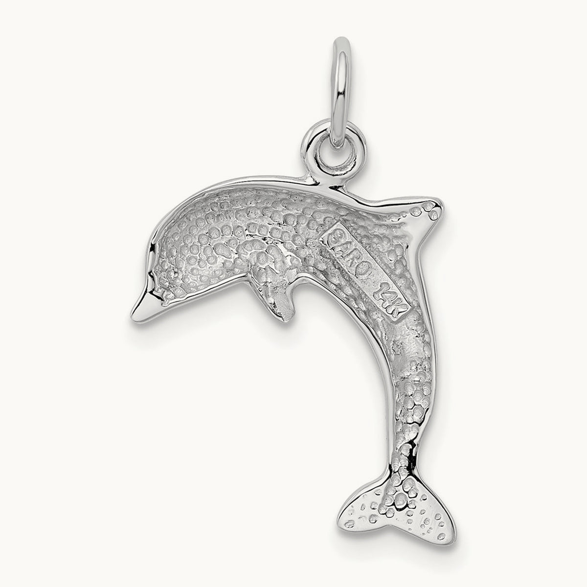 Dolphin Charm, 14K White Gold