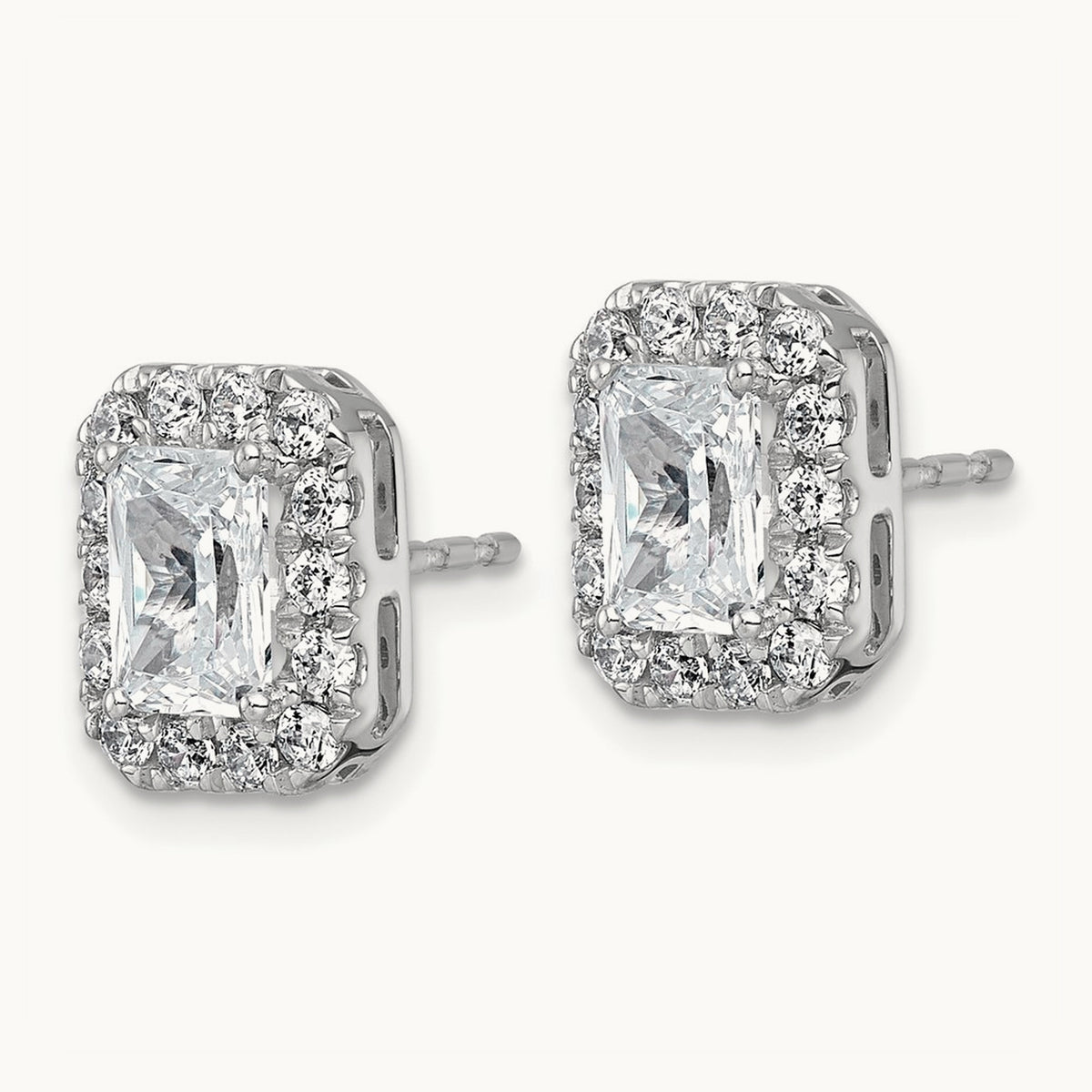 Radiant Halo Post Earrings, 0.50-8.50 ct tw Lab-Grown Diamond — 2 3/4 ct, 14K White Gold