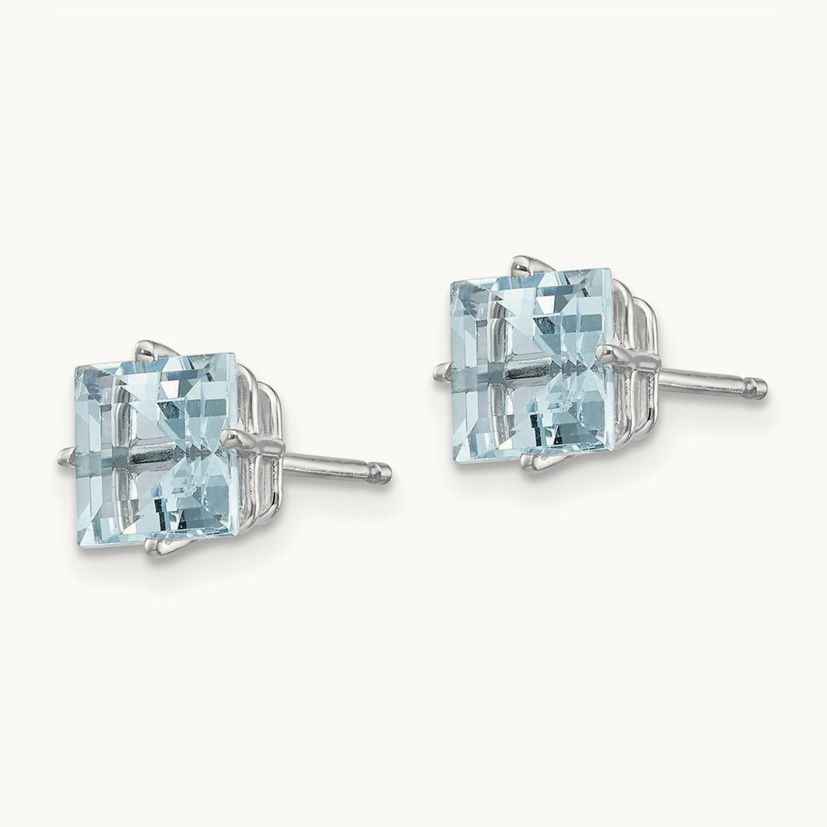 Aquamarine Earrings, 14K White Gold