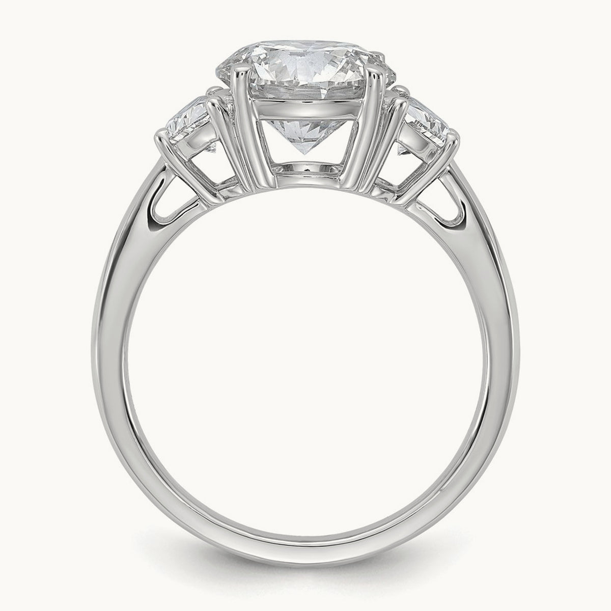Round 3 Stone Engagement Ring, 1.25-4.00 ct tw Lab-Grown Diamond — 3 1/8 ct, 14K White Gold