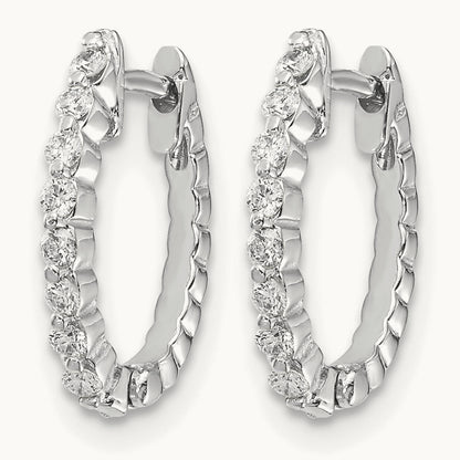 AA Diamond Hinged Hoop Earrings, 14K White Gold