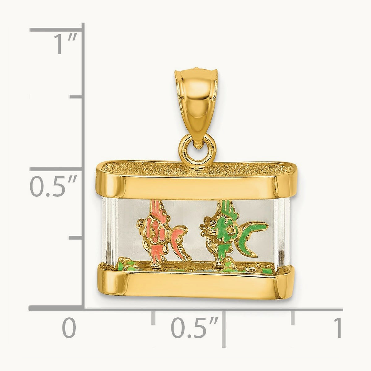 3-D Moveable Enamel Fish Aquarium Charm, 14K