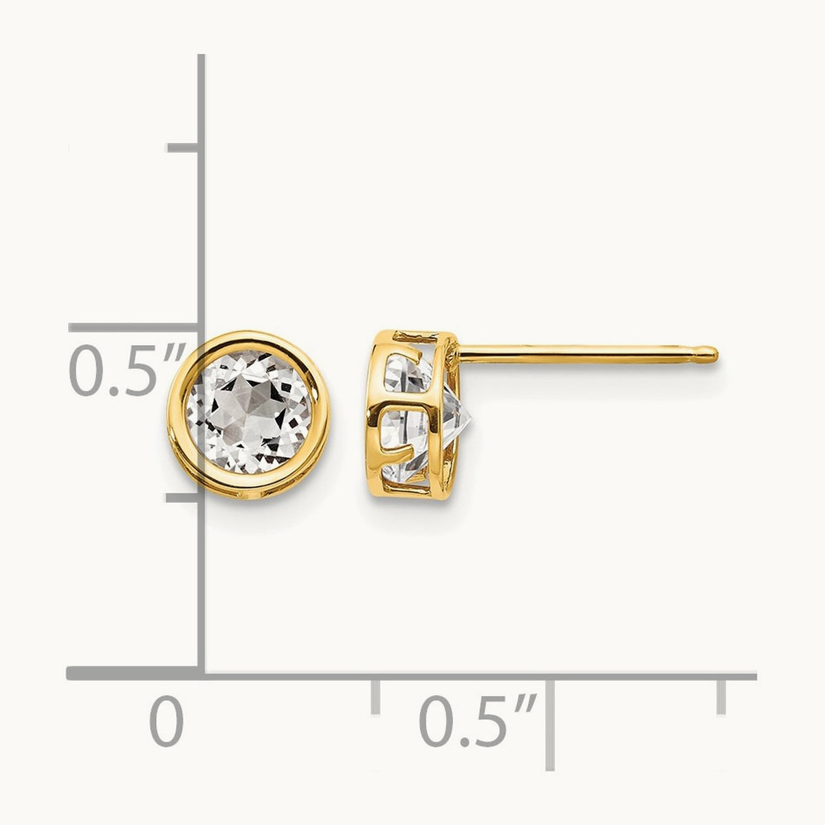 Bezel Topaz Stud Earrings — 14K Yellow Gold