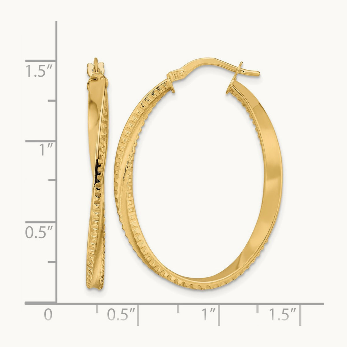 Polished Twisted Oval Hoop Earrings — 25.75mm