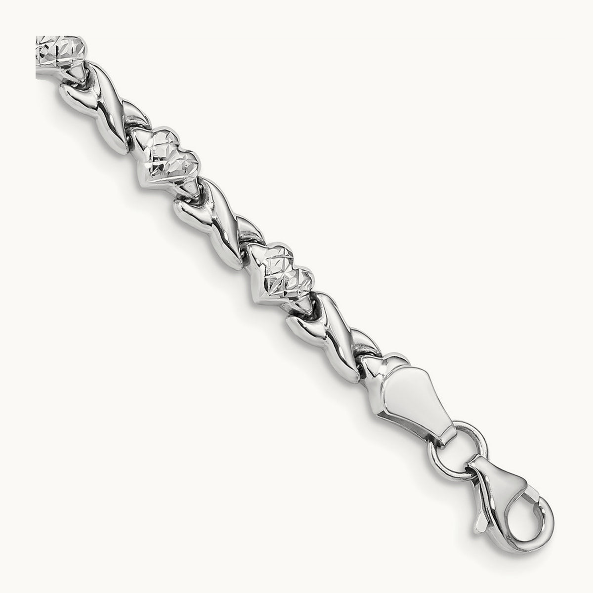 Polished Heart & X Bracelet — 7mm