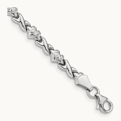 Polished Heart & X Bracelet — 7mm