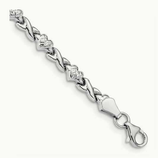Polished Heart & X Bracelet — 7mm