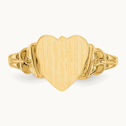 8.0x8. Closed Back Childs Heart Signet Ring, 5mm, 14K