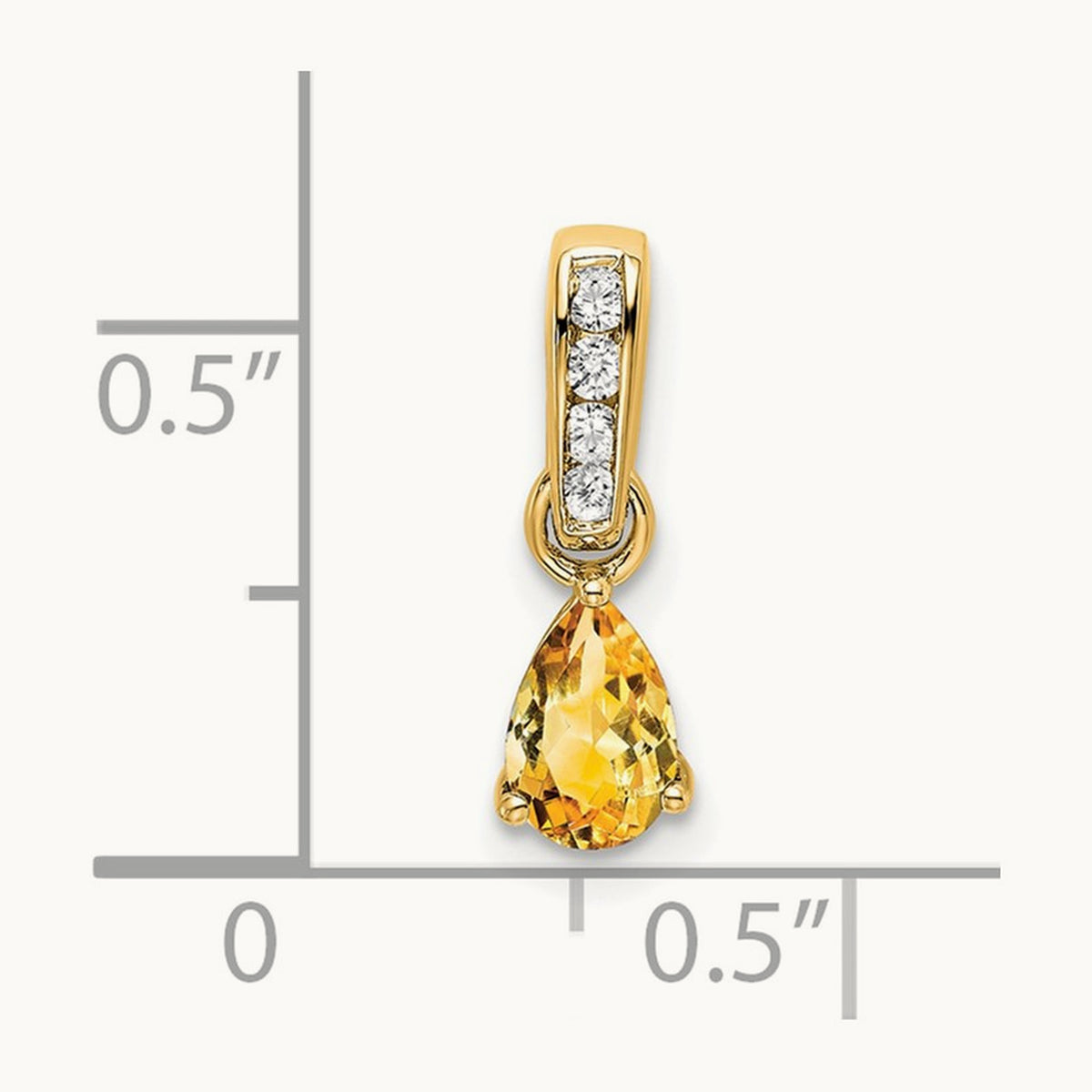 Pear Citrine and Diamond Pendant — 14K Yellow Gold
