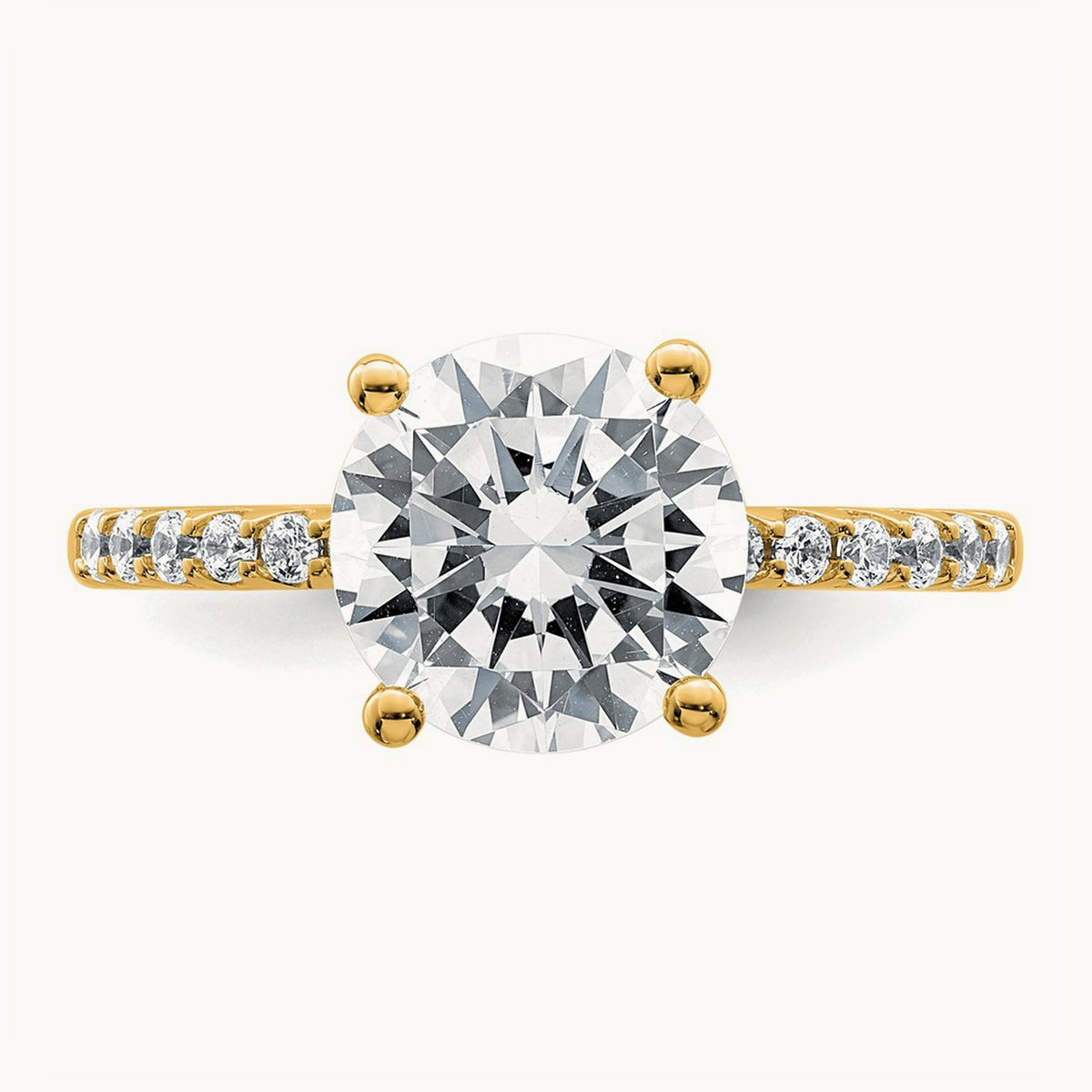 Round Engagement Ring, 1.25-2.75 ct tw Lab-Grown Diamond — 2 3/4 ct, 14K Yellow Gold