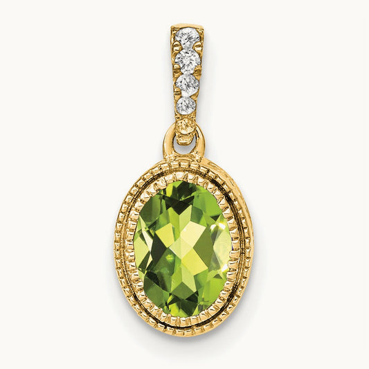 Oval Peridot and Diamond Pendant — photo set