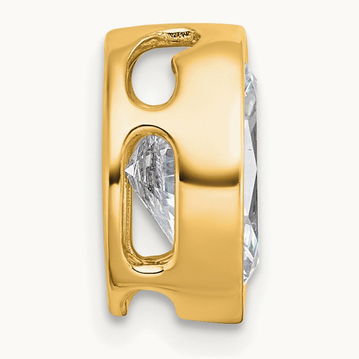 Oval Bezel Set Chain Slide Pendant, 0.25-3.00 ct tw Lab-Grown Diamond — 2 1/2 ct, 14K Yellow Gold