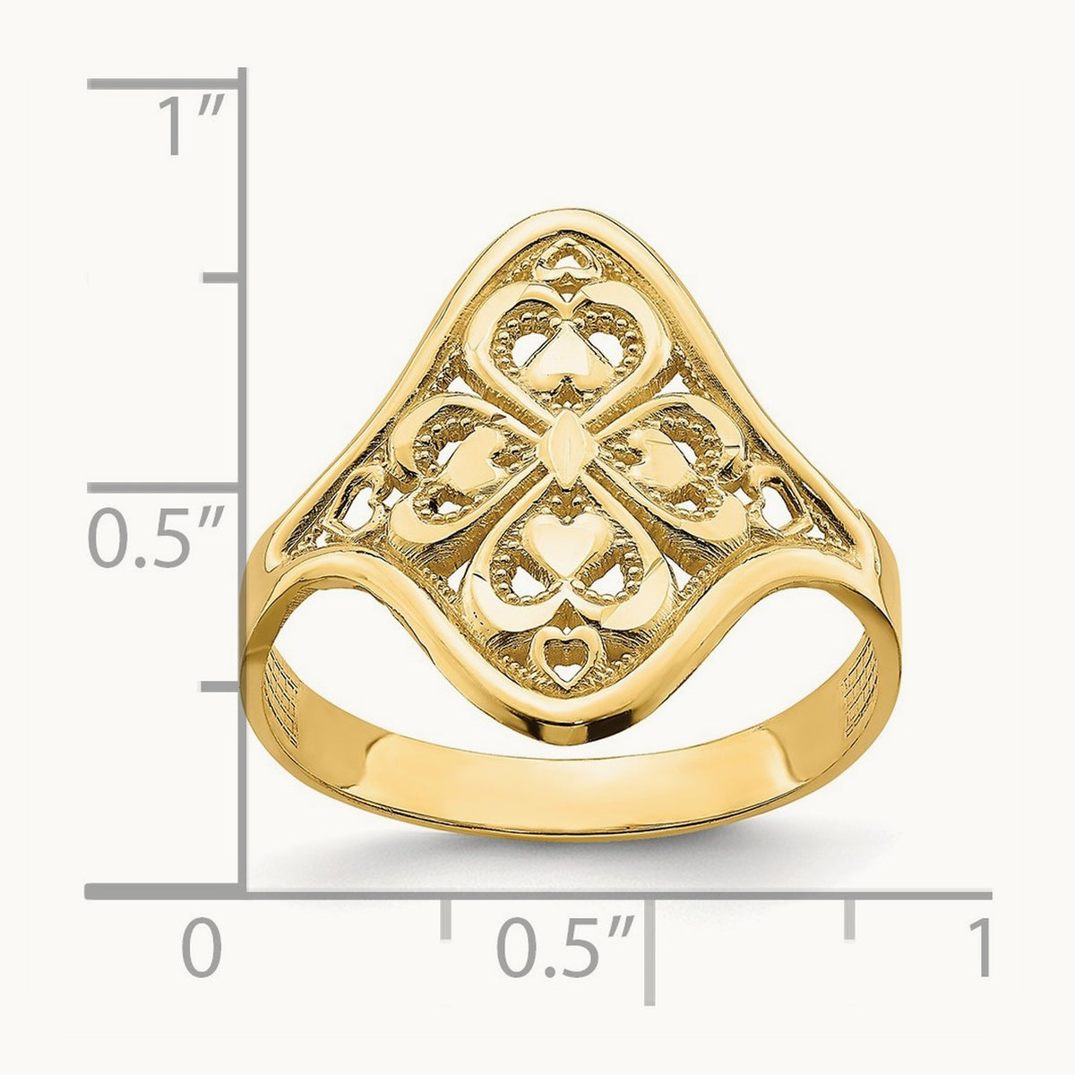 Diamond-cut Filigree Ring, 14K