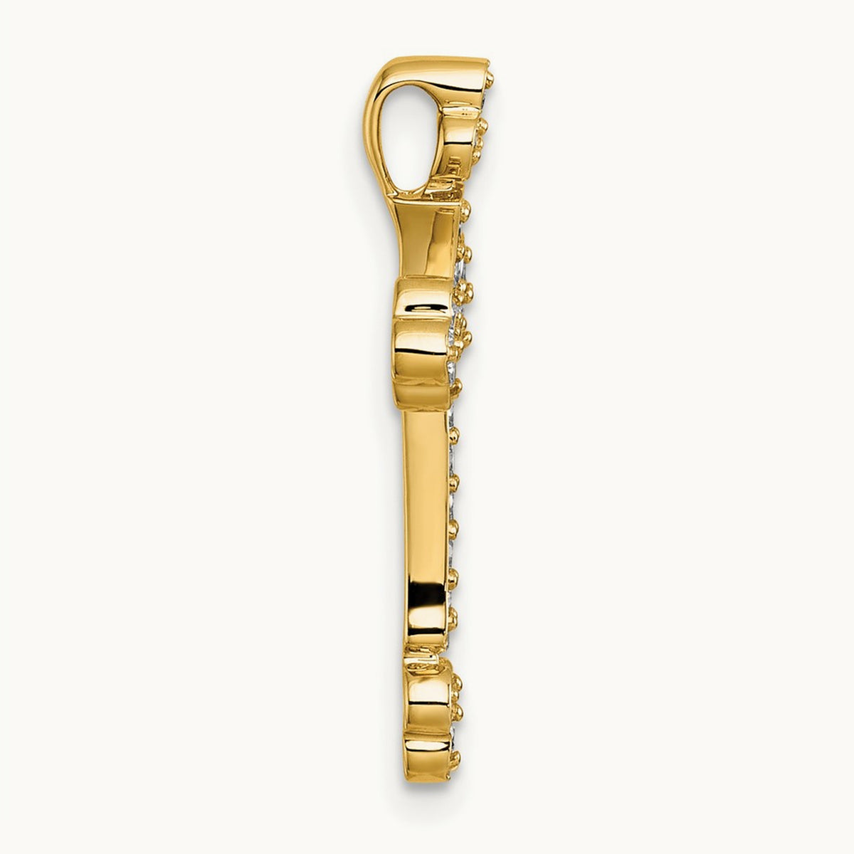 Diamond Budded Cross Chain Slide — 14K Yellow Gold, 25.2mm