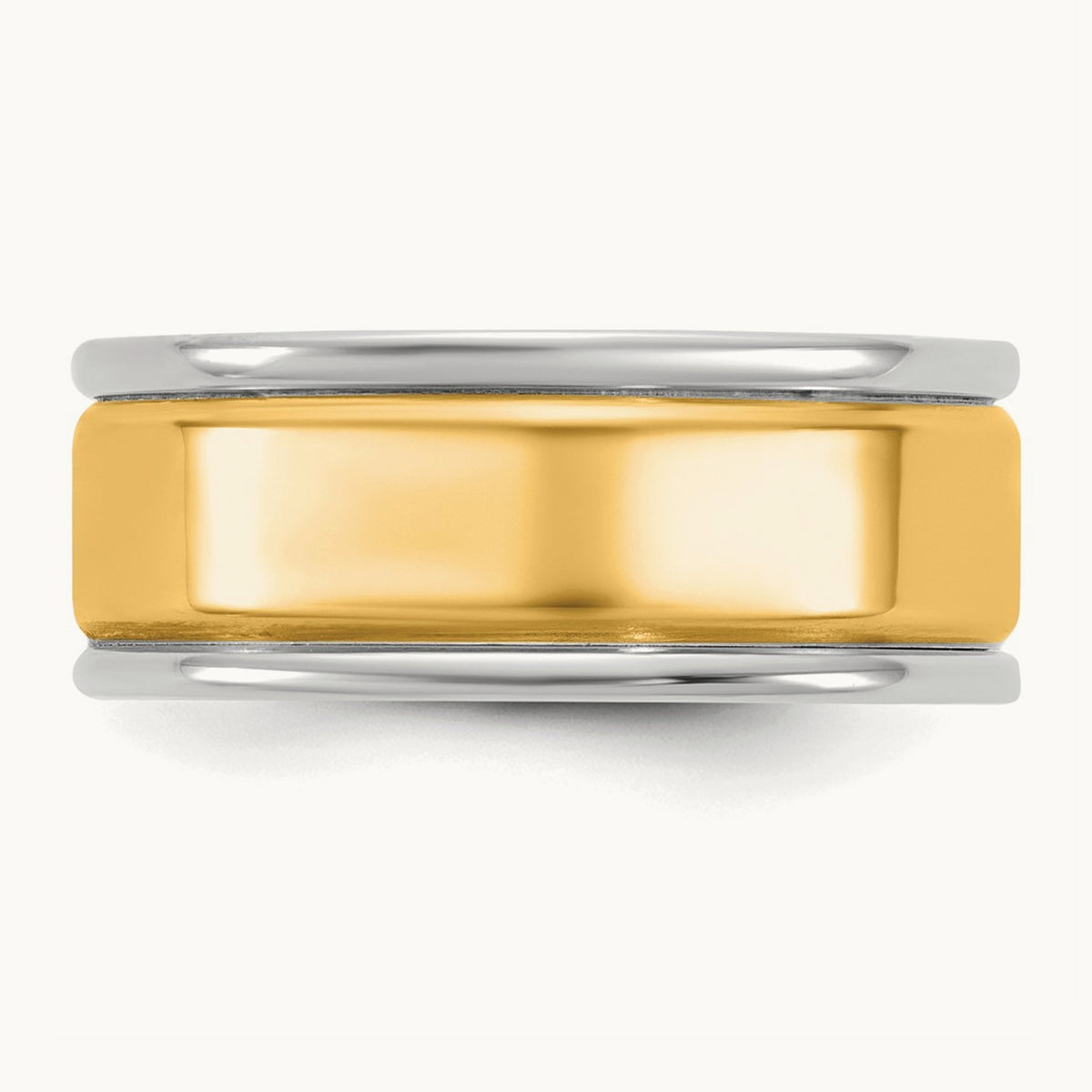 W/Y Step Up Beveled Wedding Band, 7mm, 14K Two-tone