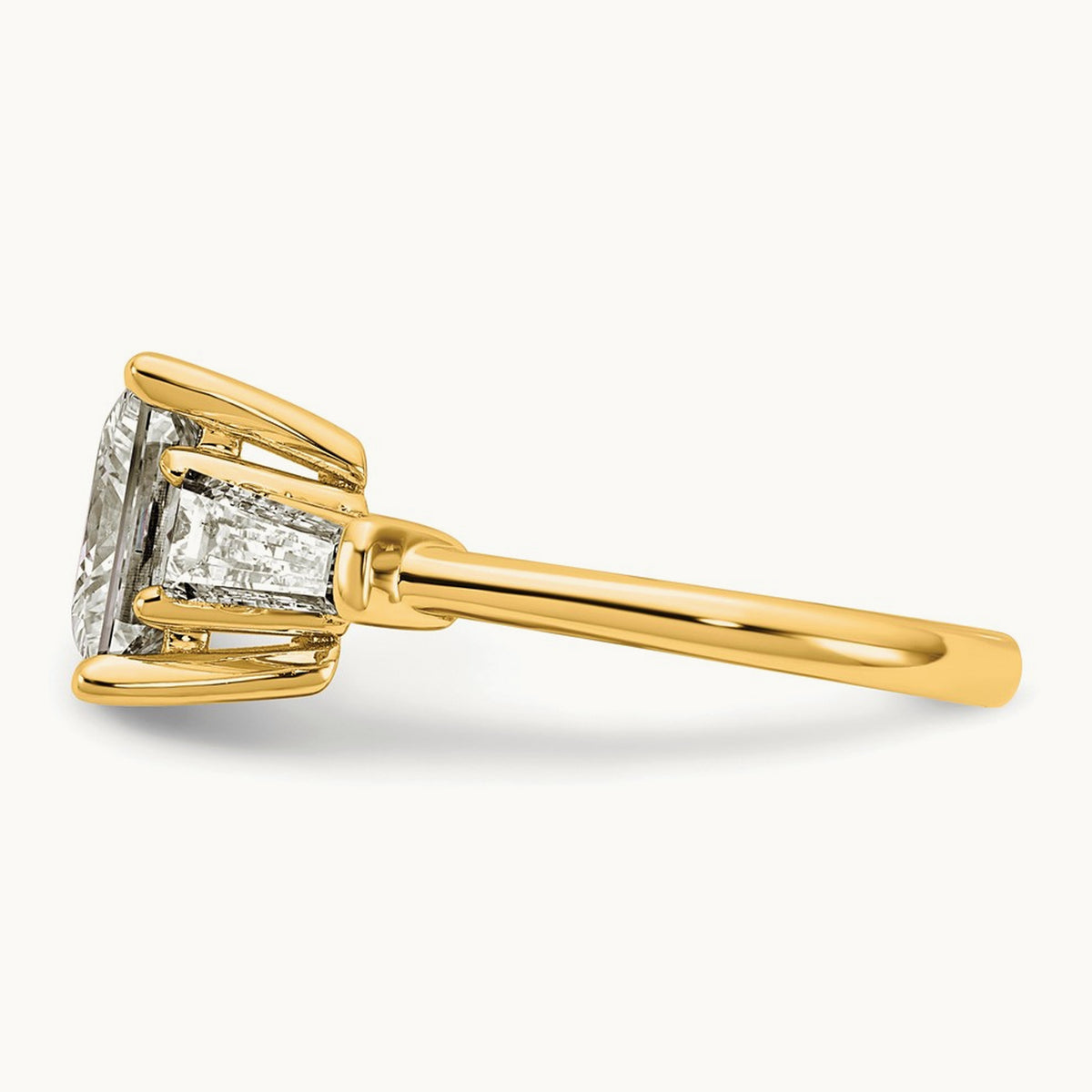 Princess & Baguette Engagement Ring — 14K Yellow Gold, 3 3/4 ct, 7