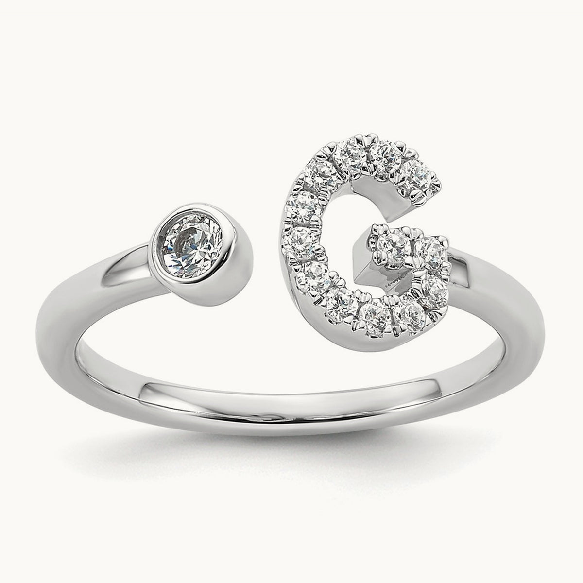 Initial G Adjustable Ring, 0.20 ct tw Lab-Grown Diamond