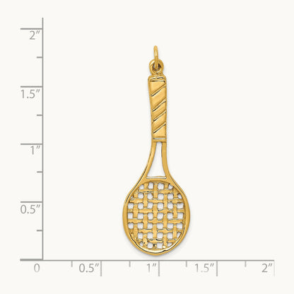 3D Tennis Racquet Pendant, 14K